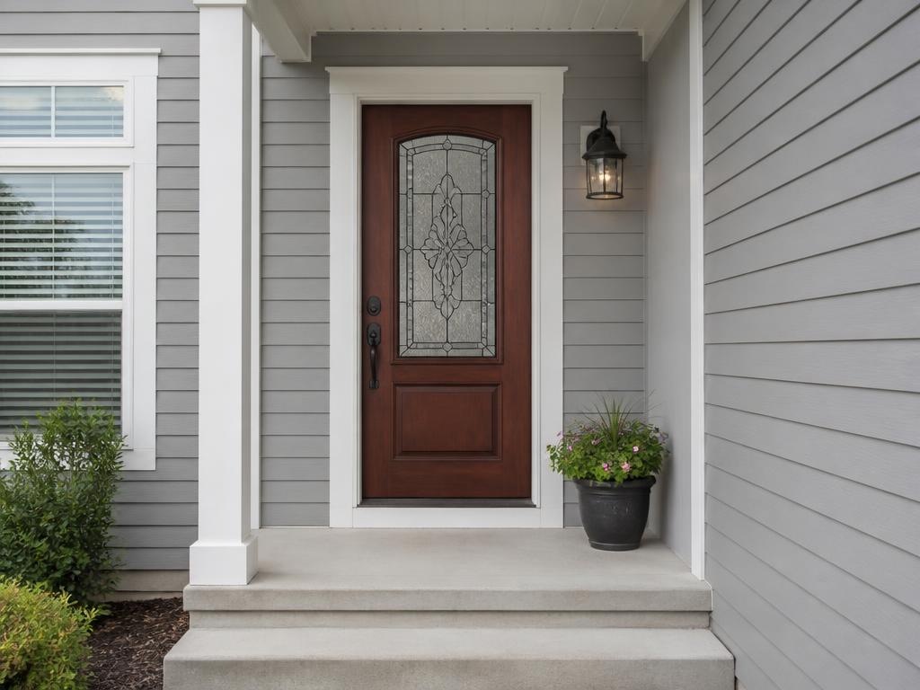 The same entryway with a new door rendered in Vision Studio